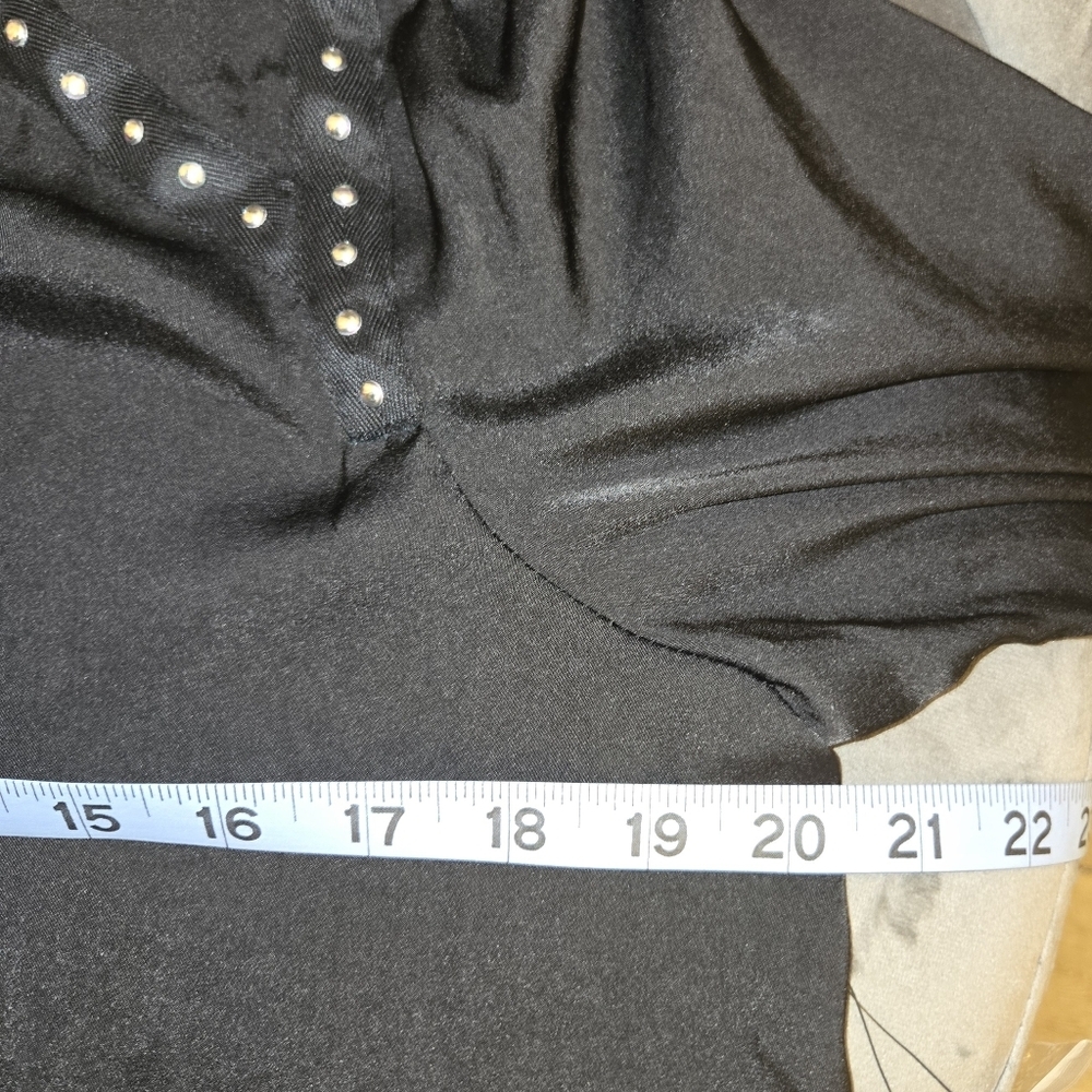 Vince Camuto Black Studded Embellished Blouse Long Sleeve Silver Detail  Sz:Med - Picture 7 of 12